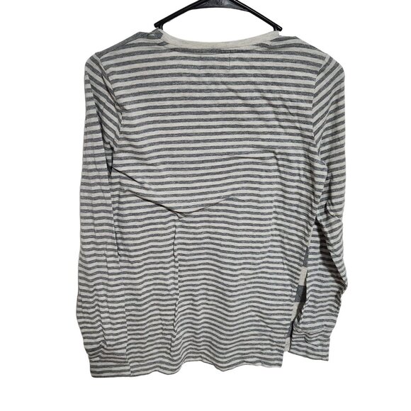 Ugly Christmas Sweater T-Shirt Womens Medium Elf Selfie Gray Striped Long Sleeve - Picture 2 of 5